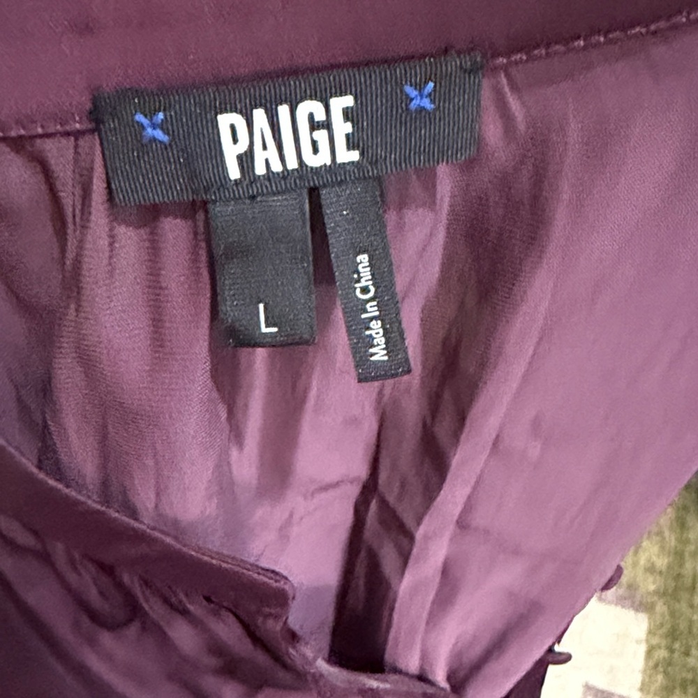 Paige Silky Elegant Plum Blouse Large - Picture 6 of 7